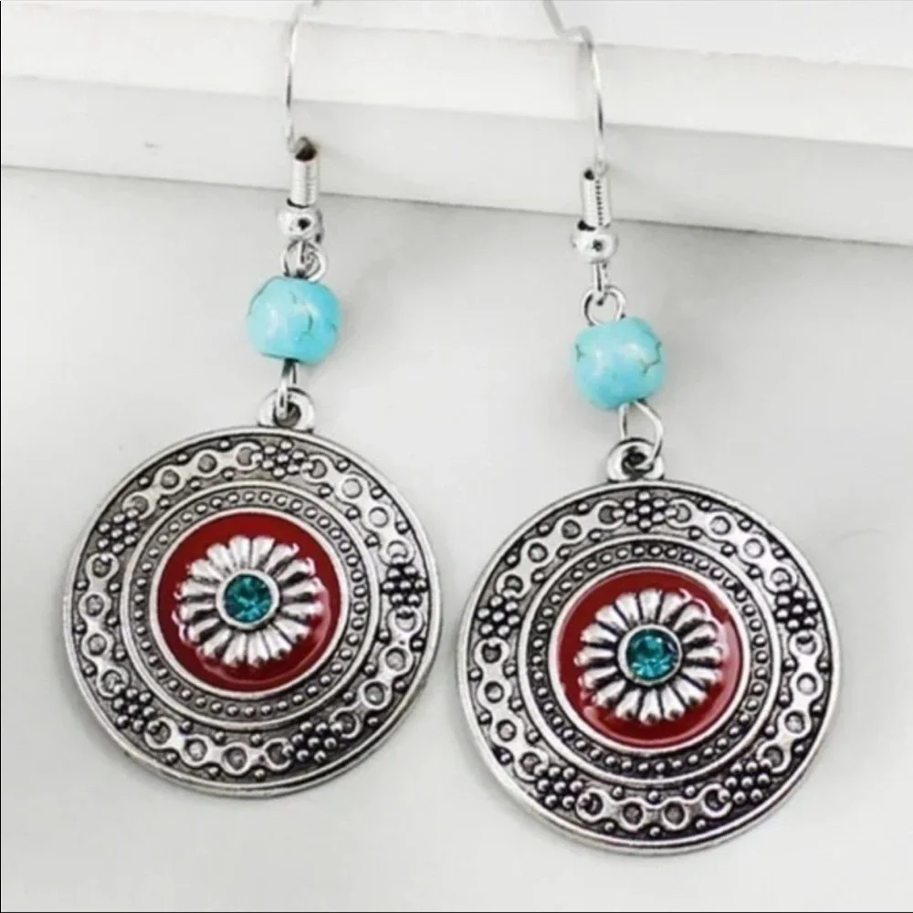 NEW Boutique Silver Drop Western Boho Style Earrings - Picture 12 of 12